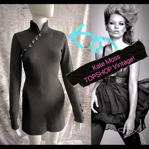 Kate Moss TOPSHOP Vintage! Black Knit Mini Dress Sz S - PRISTINE condition!